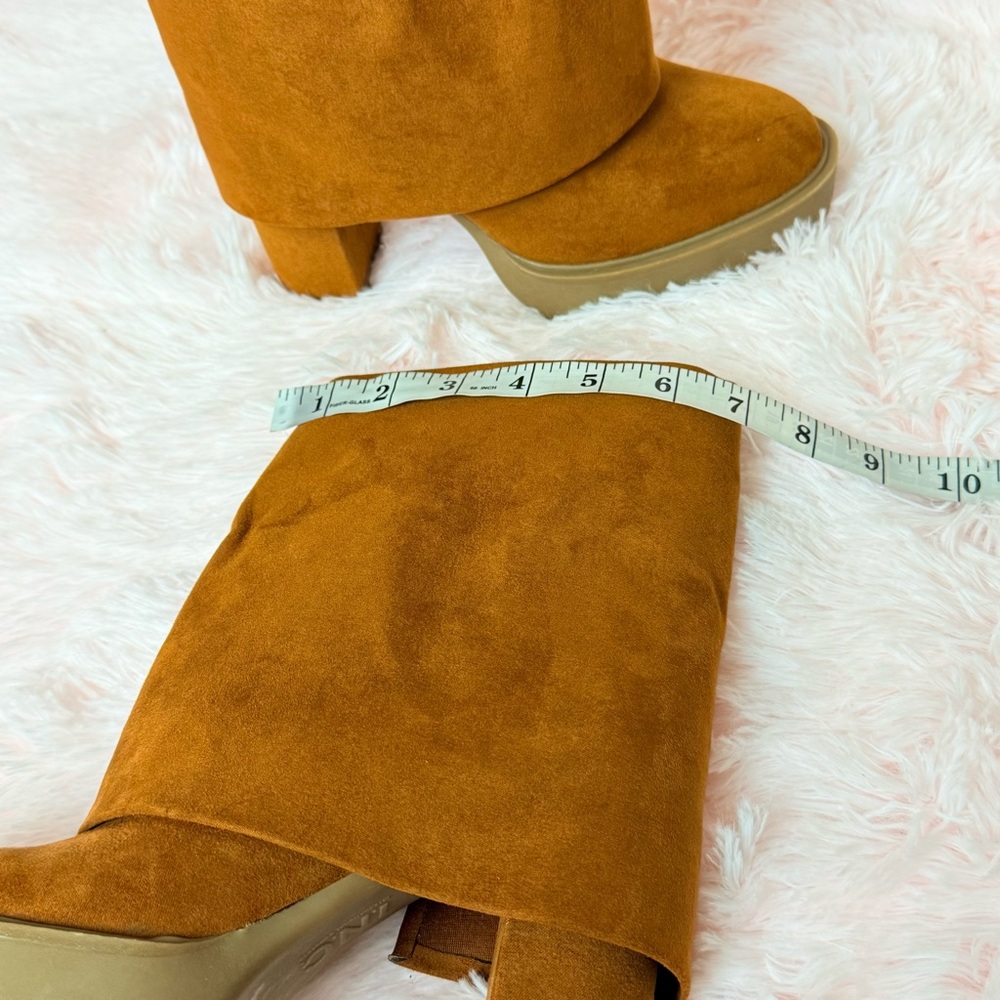 I.N.C. Suede Acelina Fold-Over Cuffed platform Dress heel Booties Size 8 NWT - Picture 17 of 17